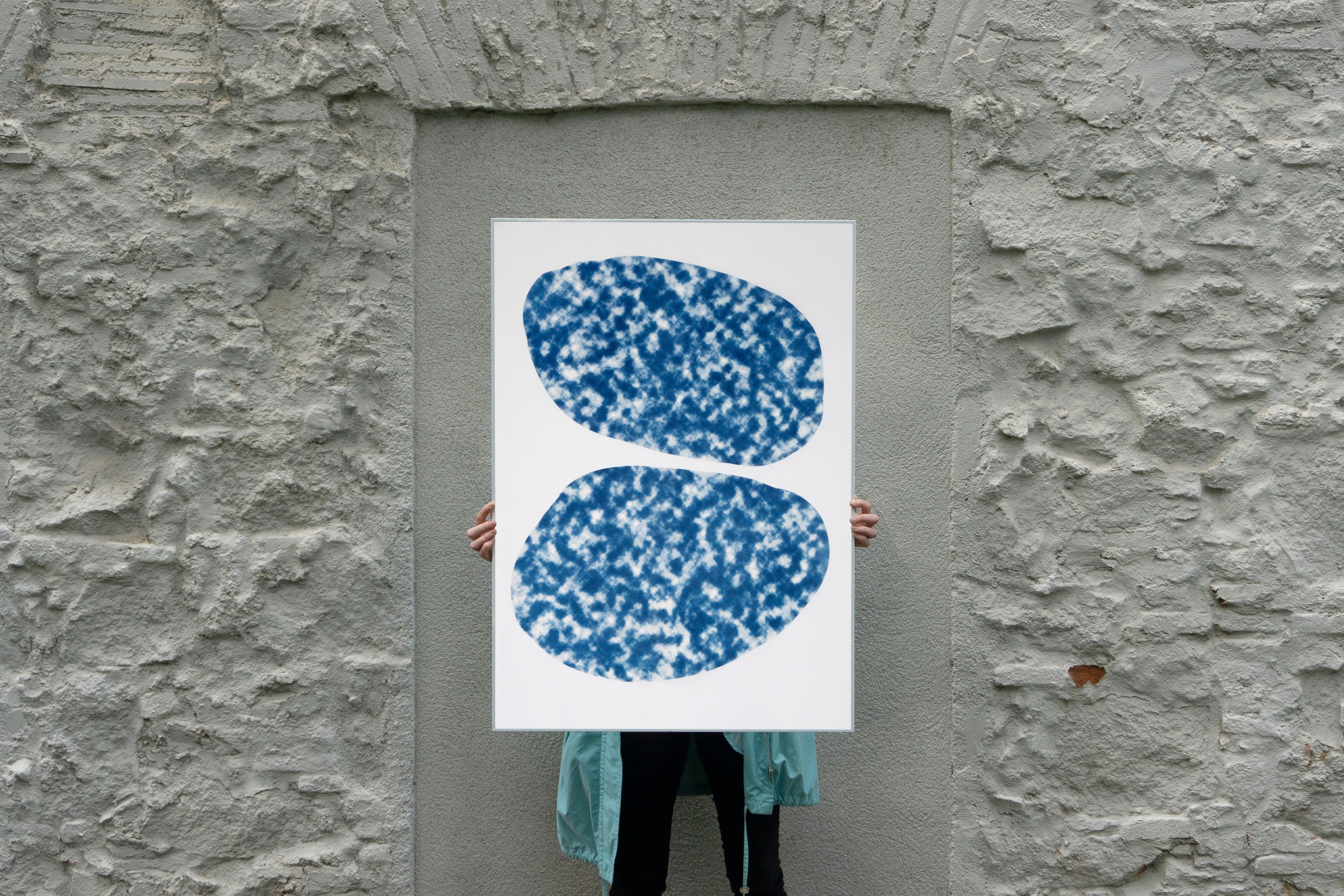 Abstract Oval Clouds, Cyanotype Print, Handmade, Geometric Art, Minimalist Art (Geometrische Abstraktion), Photograph, von Kind of Cyan