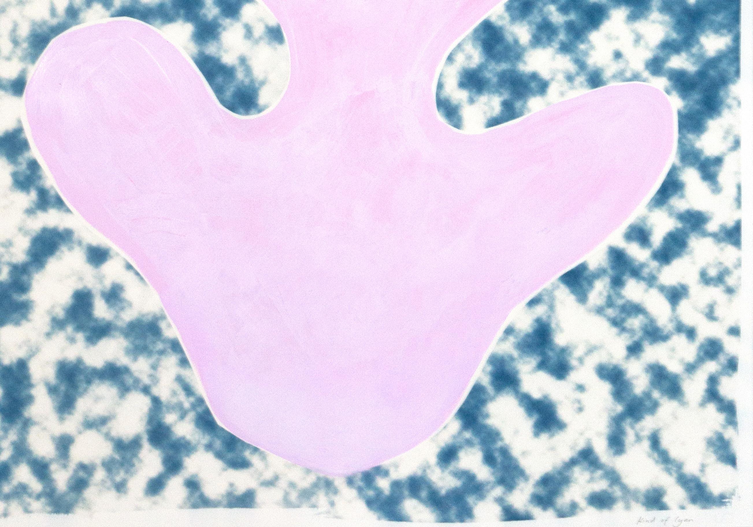 Lilac Leaf Cutout, Botanical Mixed Media, Acrylic Painting on Cyanotype, 2020 2