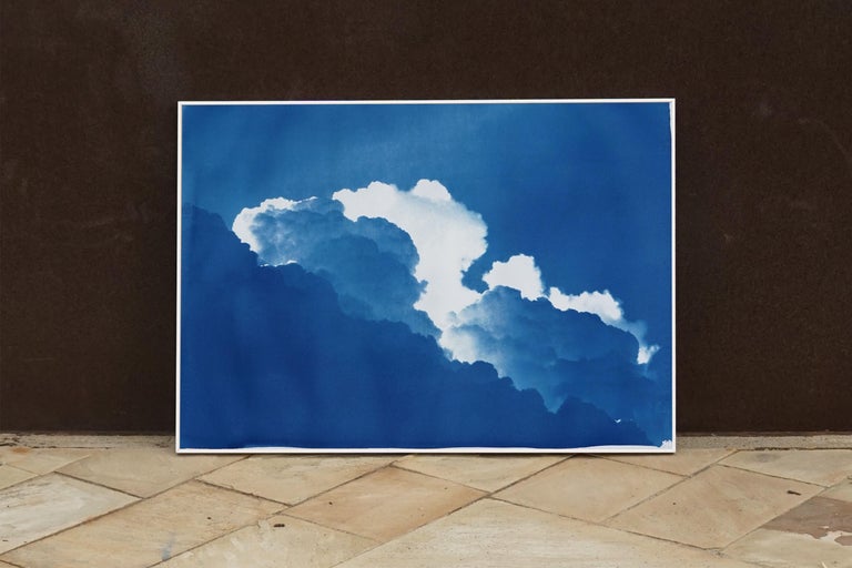 Azure Clouds,  Blue Tones Cyanotype Print Landscape, Contemporary Skyscape 2022 For Sale 1