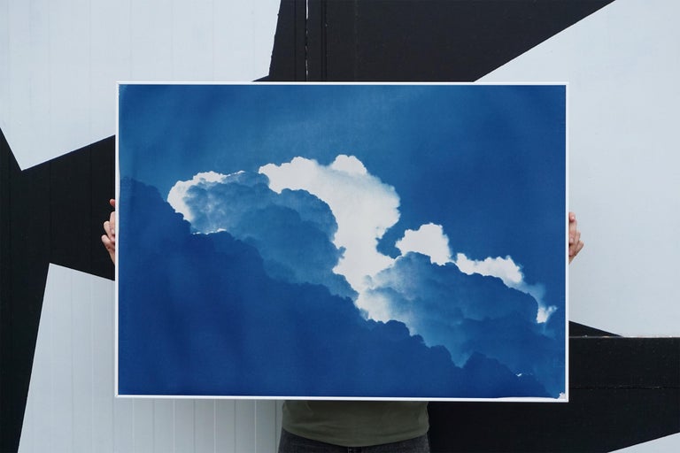 Azure Clouds,  Blue Tones Cyanotype Print Landscape, Contemporary Skyscape 2022 For Sale 3