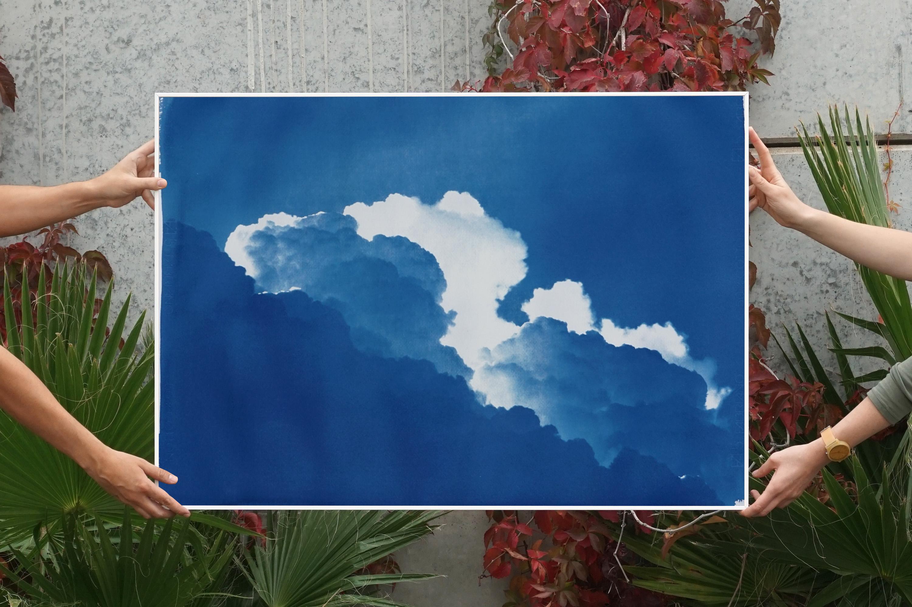 Azure Clouds,  Blue Tones Cyanotype Print Landscape, Contemporary Skyscape 2022 3