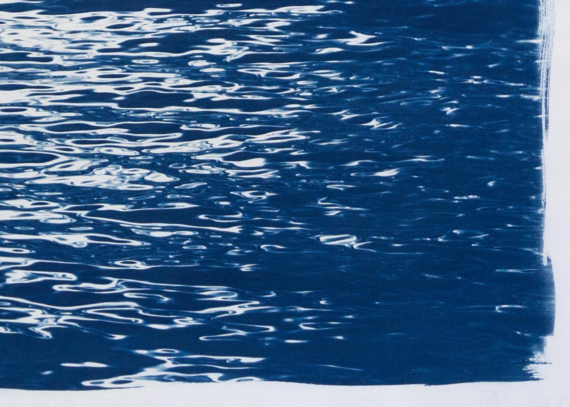 Lake Abstract Ripples, Nautical Contemporary Cyanotype of Water Reflections 2020 - Abstract Geometric Art by Kind of Cyan