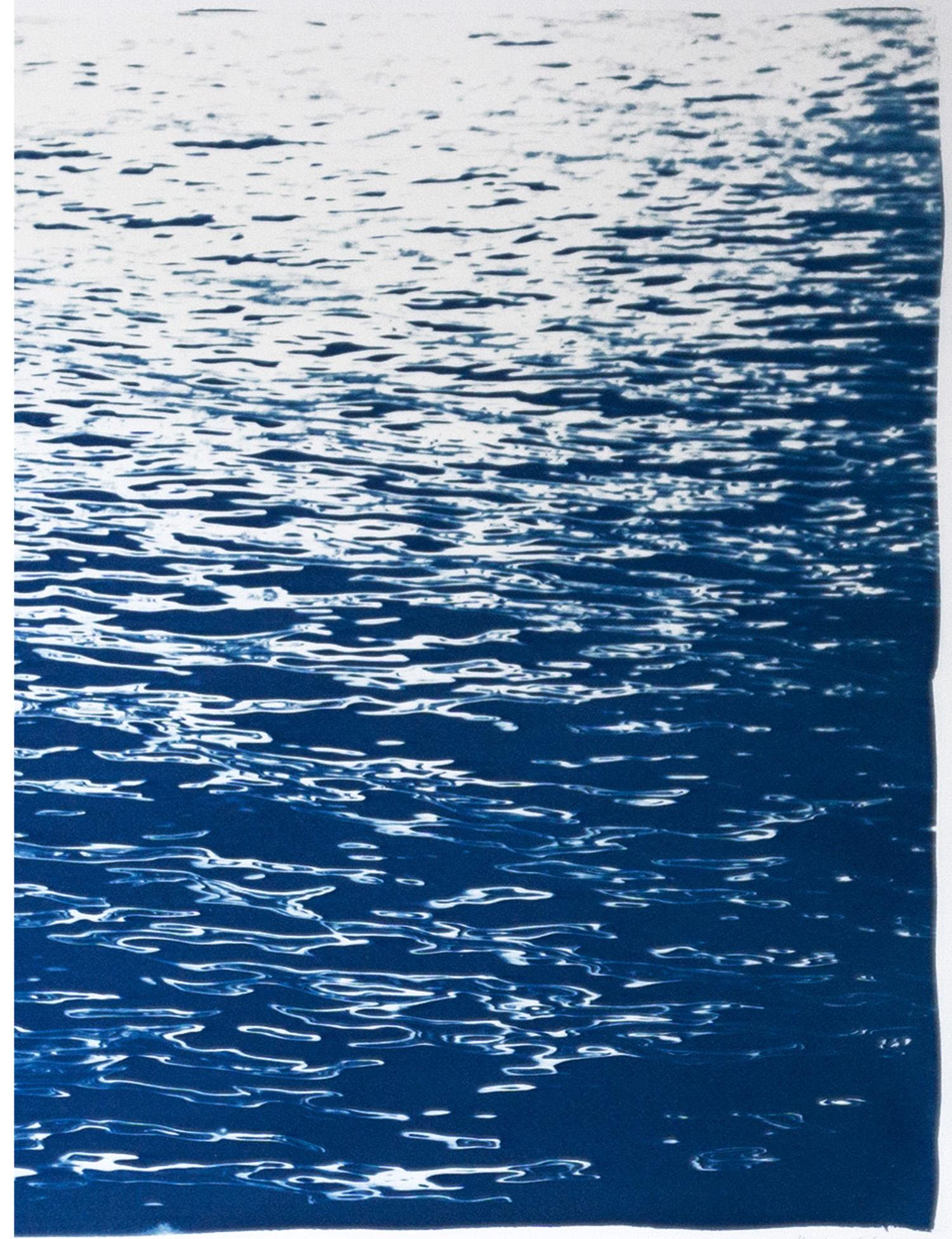 Abstract Large Seascape Diptych of Low Tide, Nautical Cyanotype, Classic Blue   For Sale 2