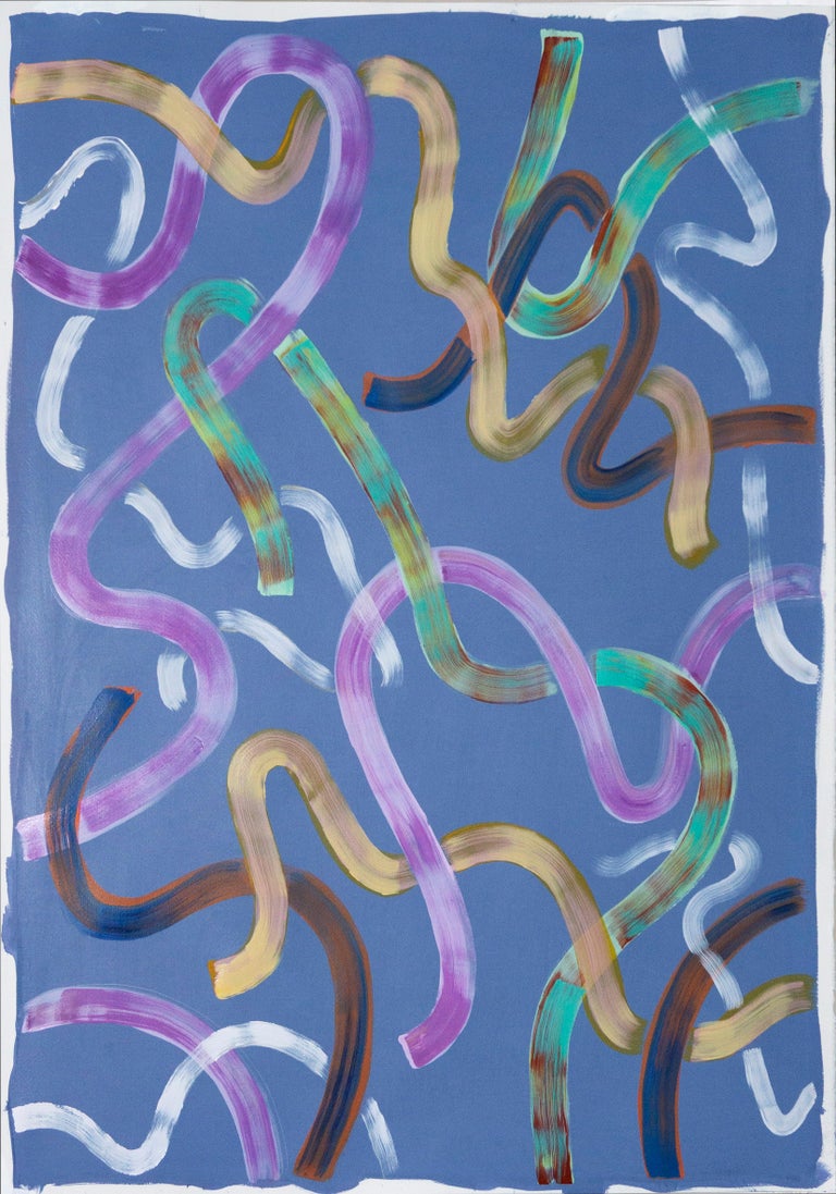 Natalia Roman - Abstract Indigo Acrylic Painting of Glowing Organic ...