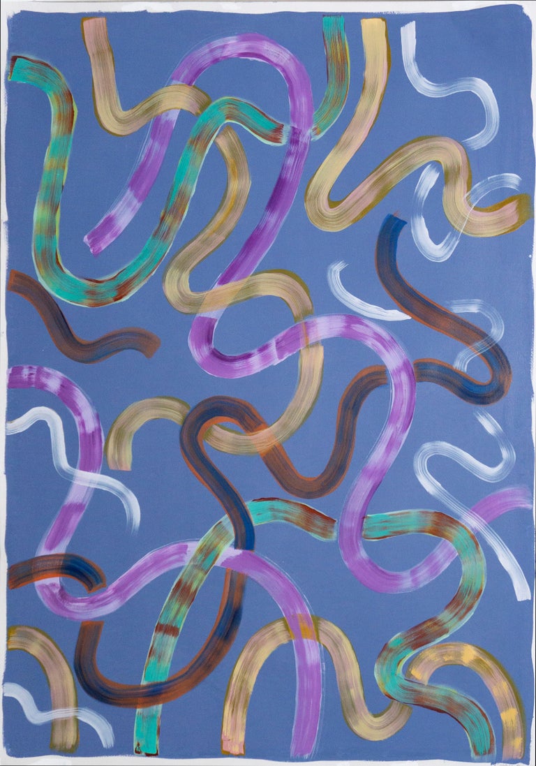 Natalia Roman - Abstract Indigo Acrylic Painting of Glowing Organic ...