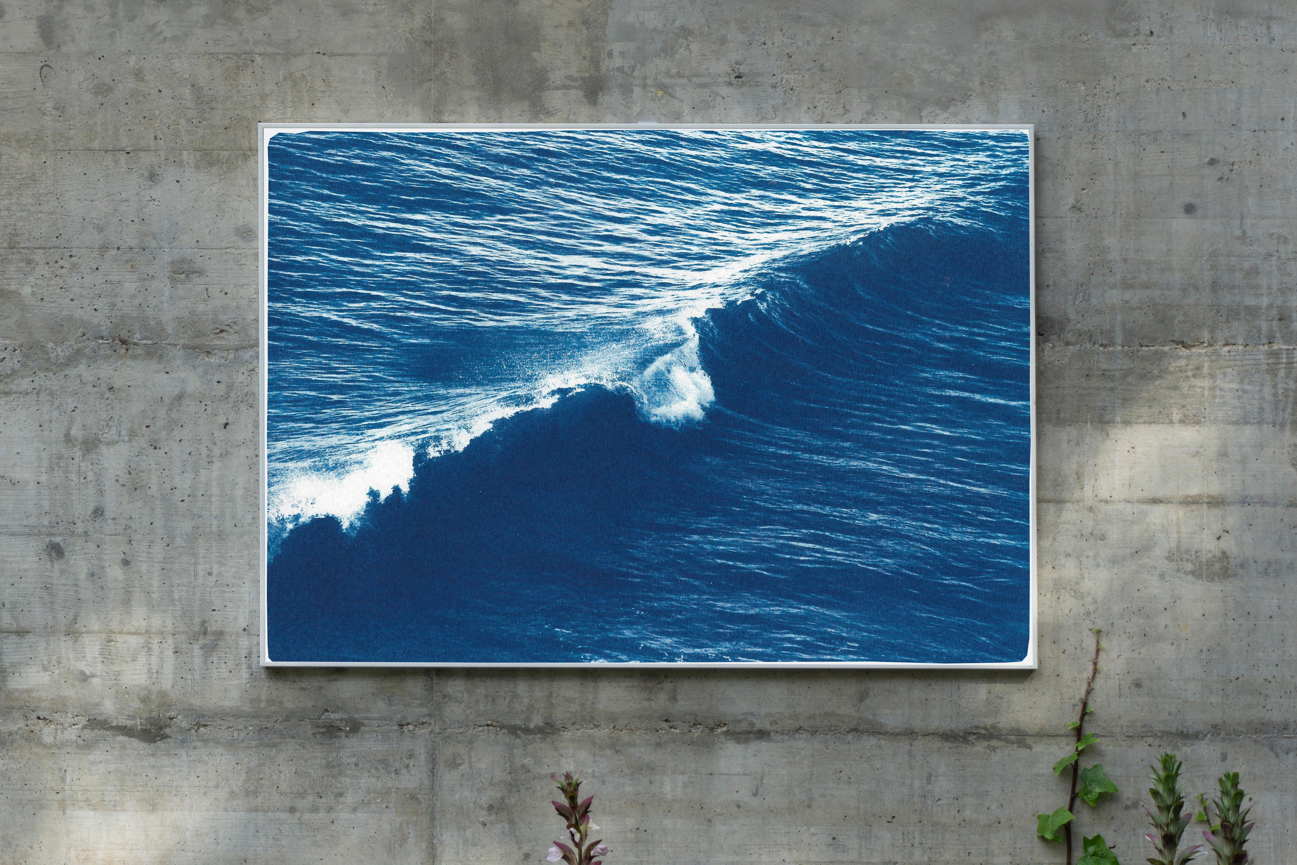 Long Wave in Venice Beach, Nautical Cyanotype, Seascape in Indigo, Coastal Blue  - Art by Kind of Cyan