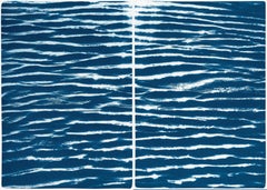 Tranquil Water Patterns, Abstract Nautical Diptych in Blue, Handmade Seascape