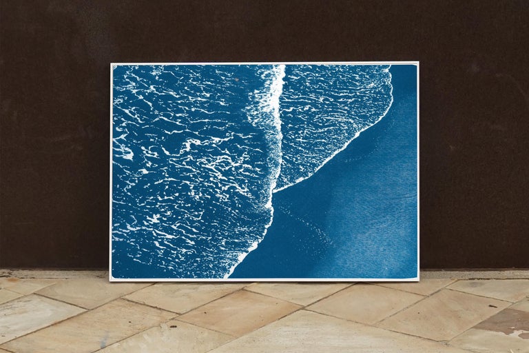 Pacific Foamy Shorelines, Original Cyanotype on Paper, Exquisite Blue and White  For Sale 3