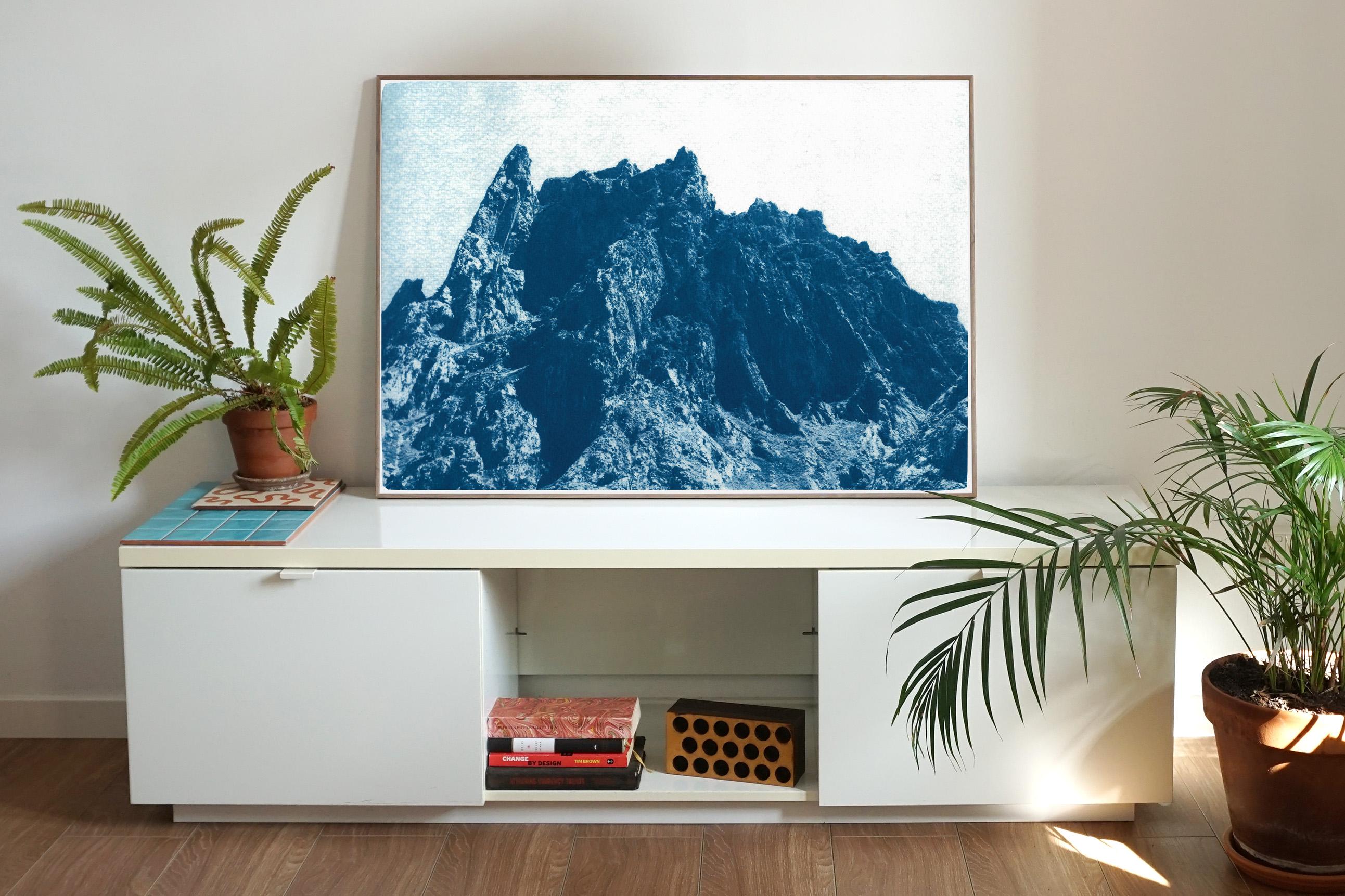 This is an exclusive handprinted limited edition cyanotype.
This cyanotype shows hilly desert mountain of the Atlas in Morocco. 

Details:
+ Title: Rocky Desert Mountain 
+ Year: 2020
+ Edition Size: 100
+ Stamped and Certificate of Authenticity
