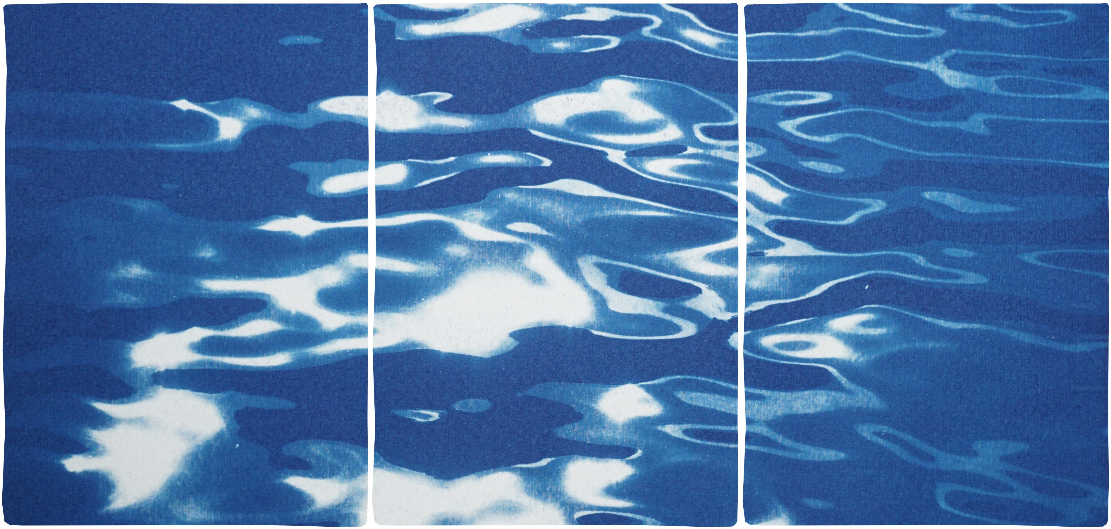 Kind of Cyan Landscape Print - Lido Island Reflections, Venice Landscape Blue Tones, Minimal Cyanotype Print 