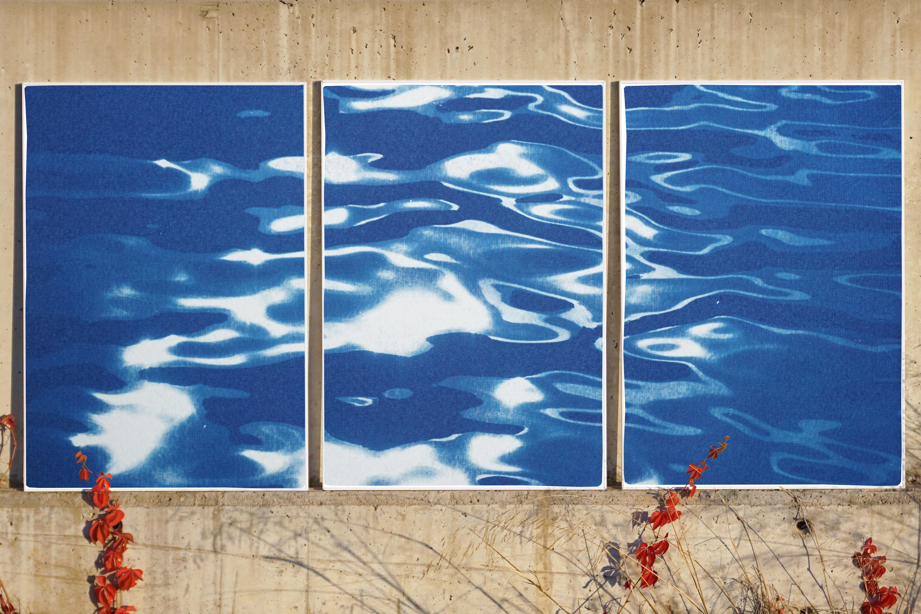 Lido Island Reflections, Venice Landscape Blue Tones, Minimal Cyanotype Print  5