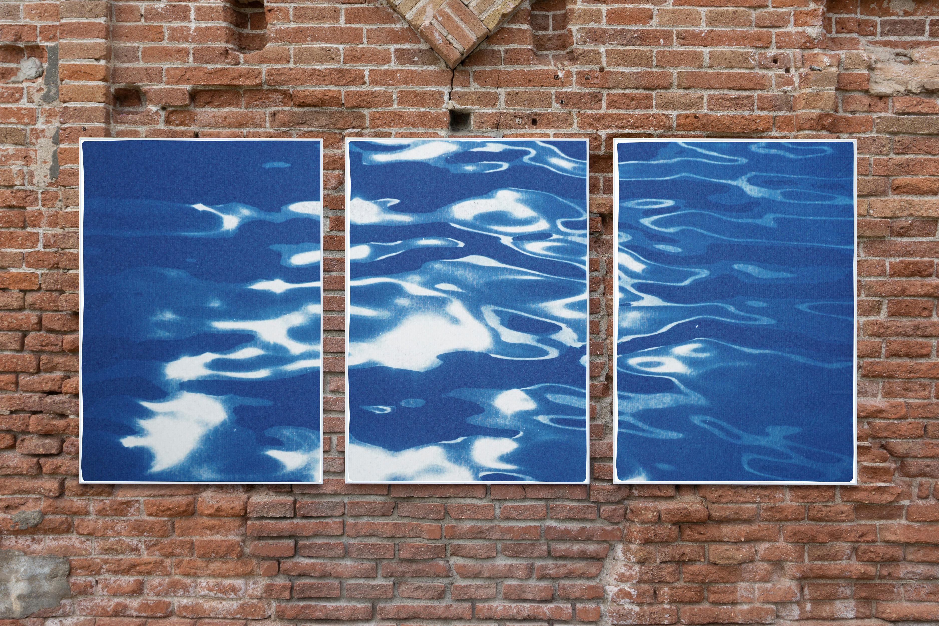 Lido Island Reflections, Venice Landscape Blue Tones, Minimal Cyanotype Print  6