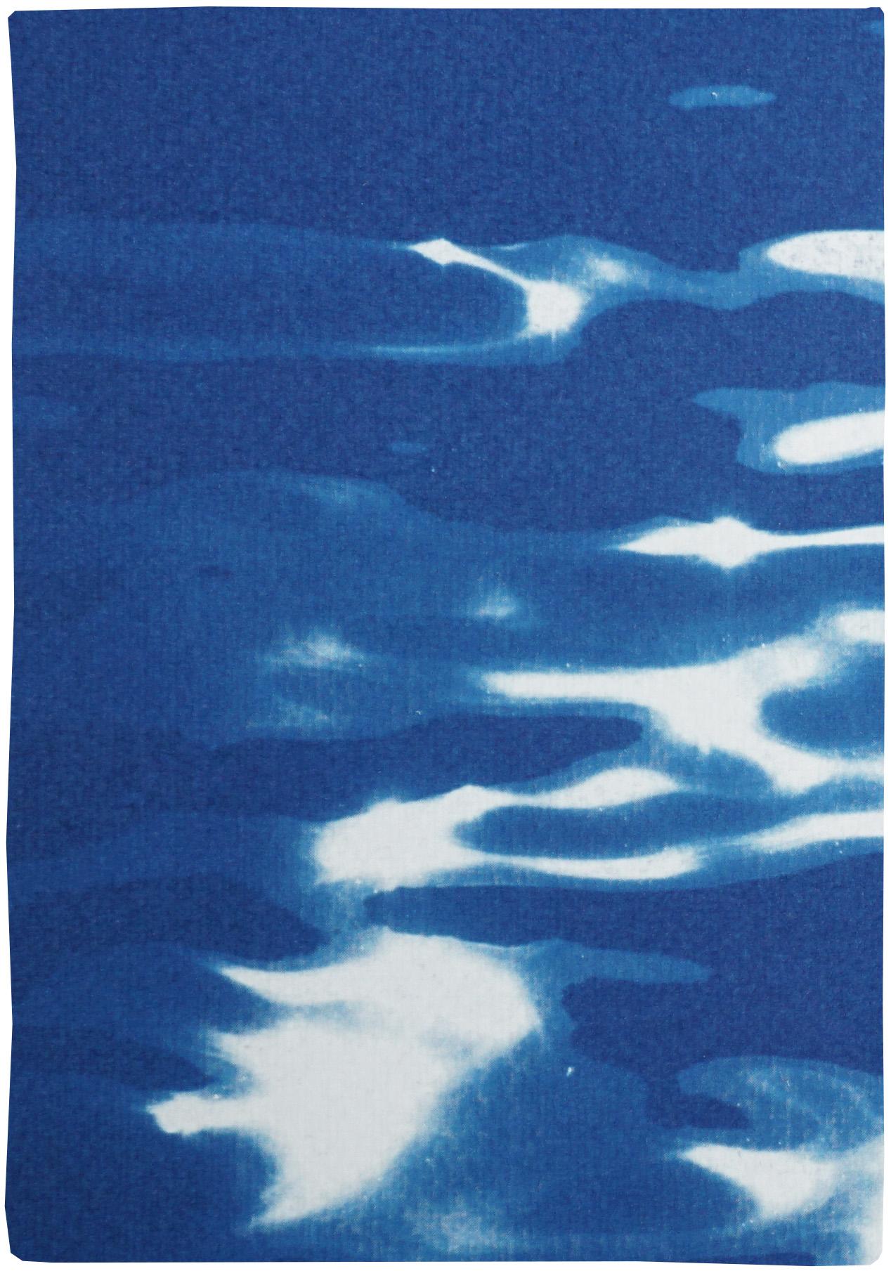 Lido Island Reflections, Venice Landscape Blue Tones, Minimal Cyanotype Print  1