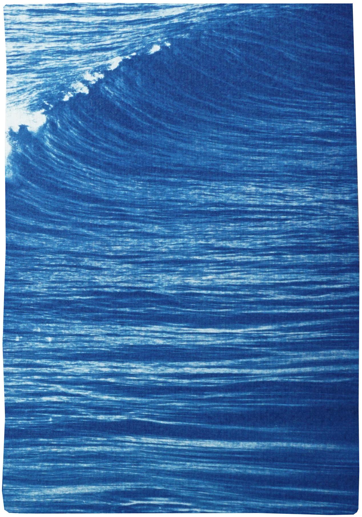 Colossal Seascape Triptych of Crashing Wave in Los Angeles, Exclusive Cyanotype 1