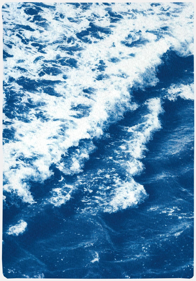 Rolling Waves off Sidney, Seascape Diptych Cyanotype, Australian Coast, Indigo - Blue Landscape Art by Kind of Cyan