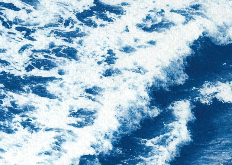 Rolling Waves off Sidney, Seascape Diptych Cyanotype, Australian Coast, Indigo For Sale 2