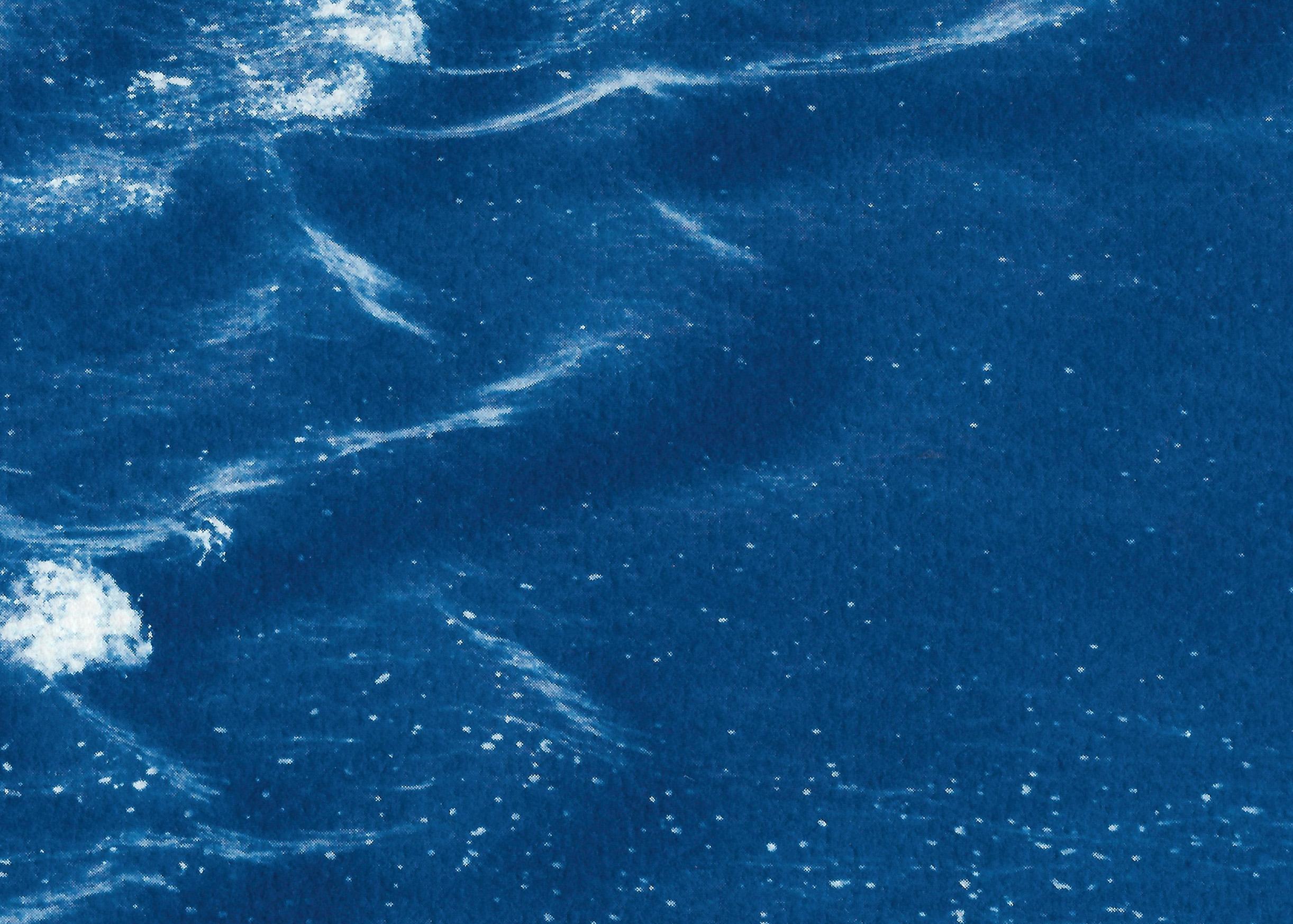 Rolling Waves off Sidney, Seascape Diptych Cyanotype, Australian Coast, Indigo 3