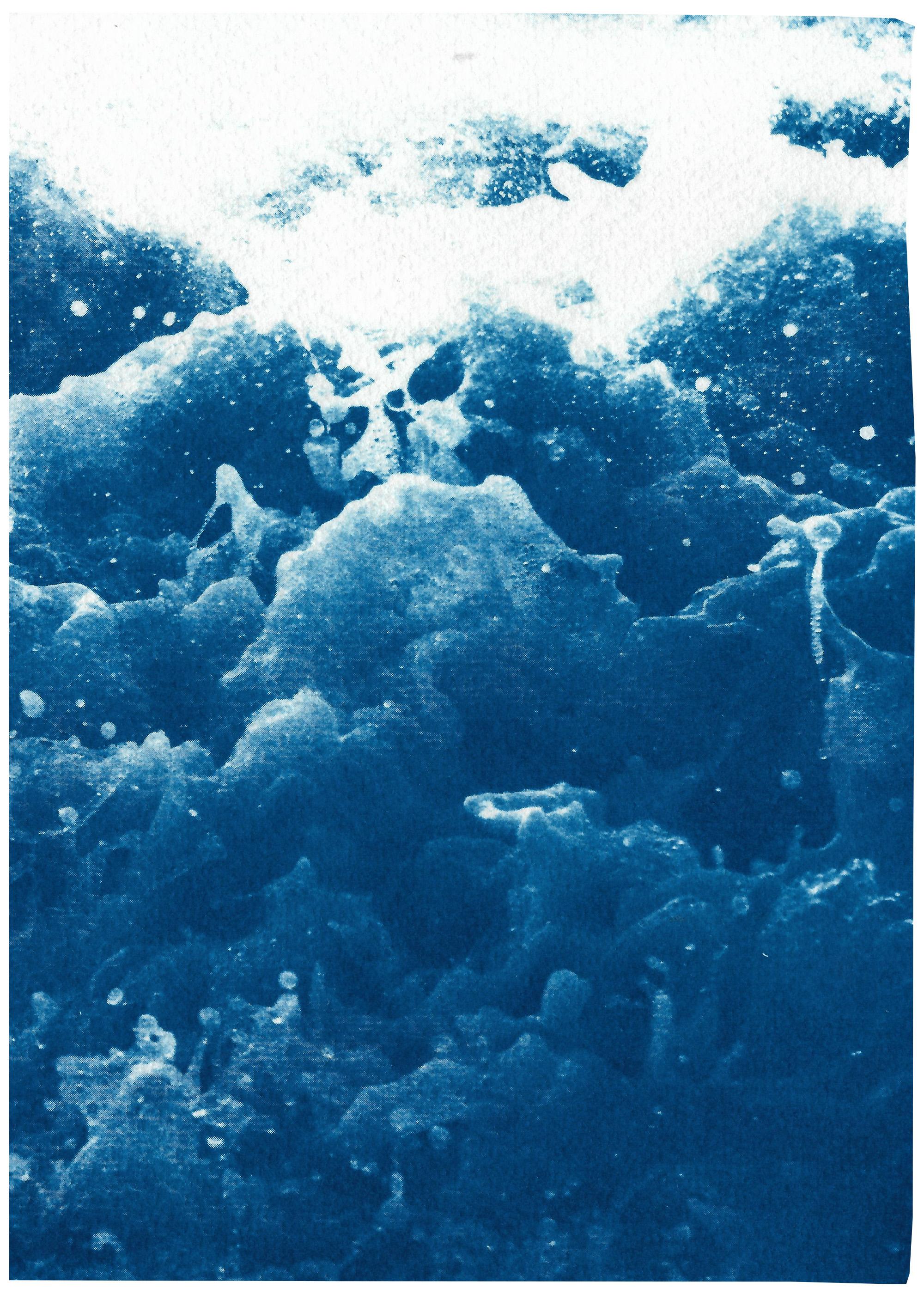 Tempestuous Tidal in Blue, Stormy Seascape Diptych, Cyanotype Print, Maker, Blue 3