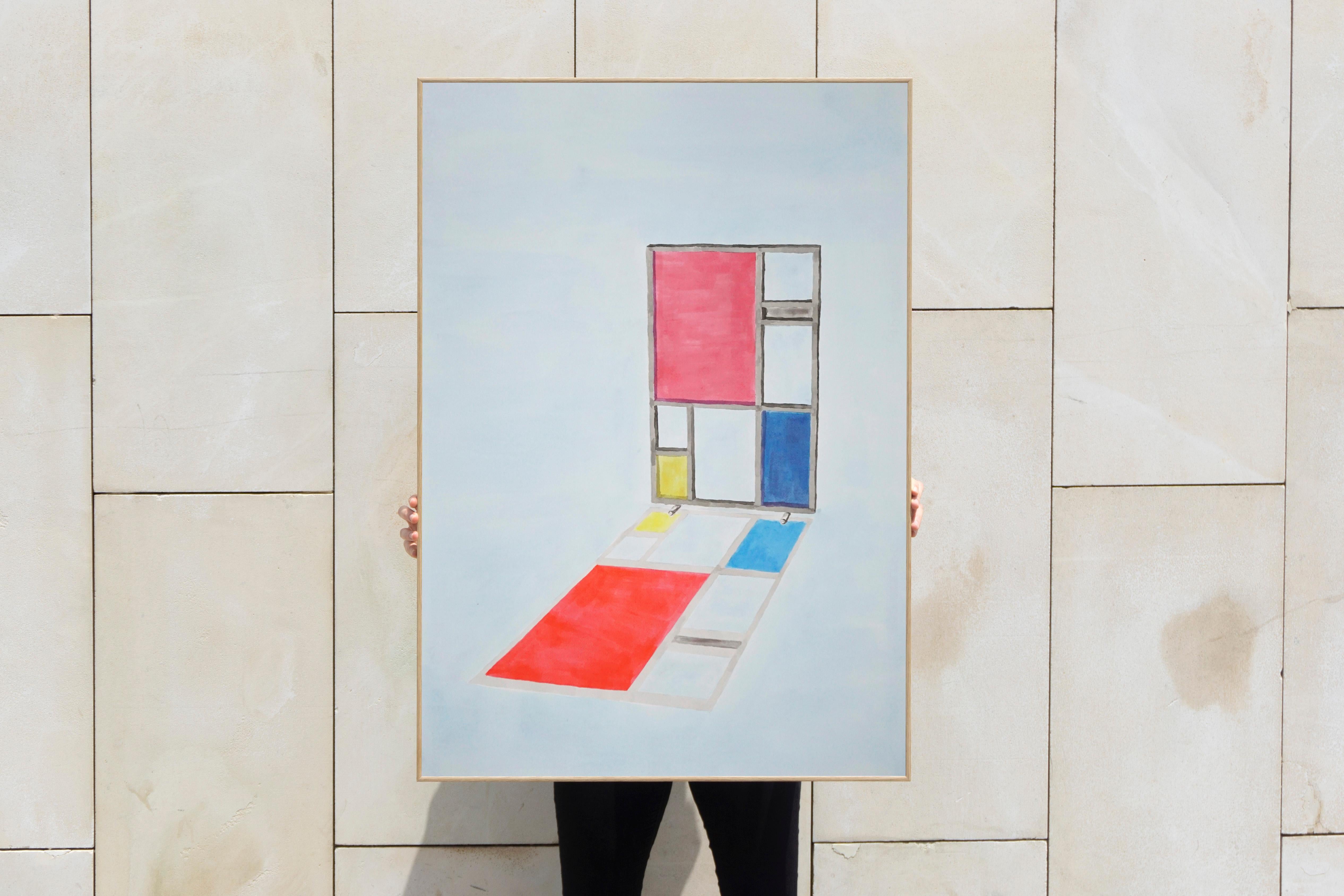 Mondrian Screen Divider, Contemporary Painting on Paper, Modern Architecture  5