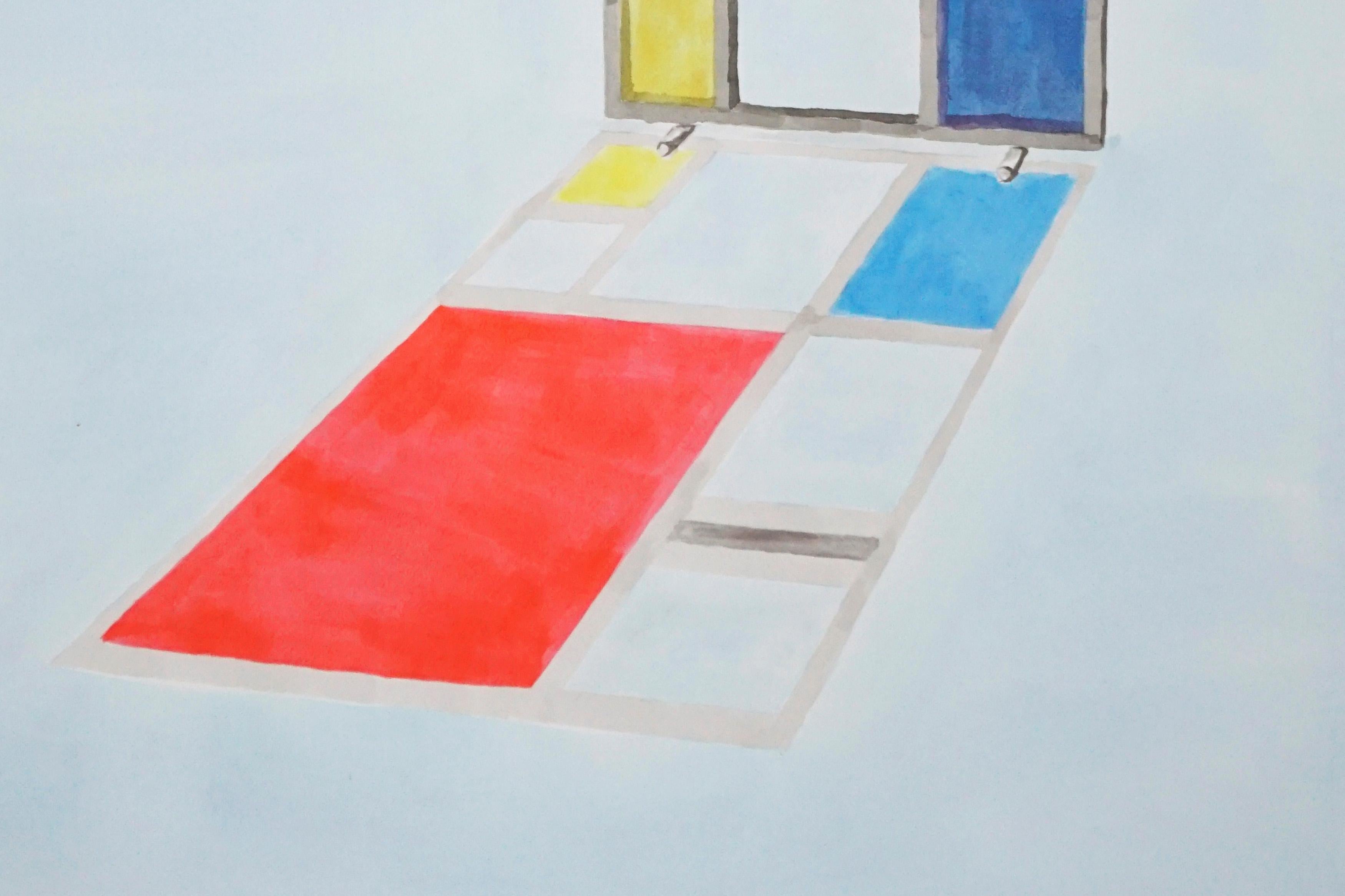 Mondrian Screen Divider, Contemporary Painting on Paper, Modern Architecture  3