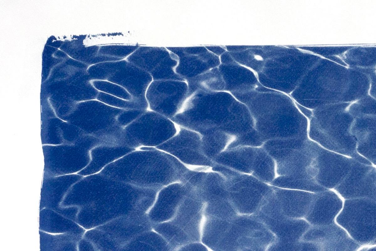 Hollywood Pool House Glow, Exclusive Handmade Cyanotype Print of Blue Patterns 5