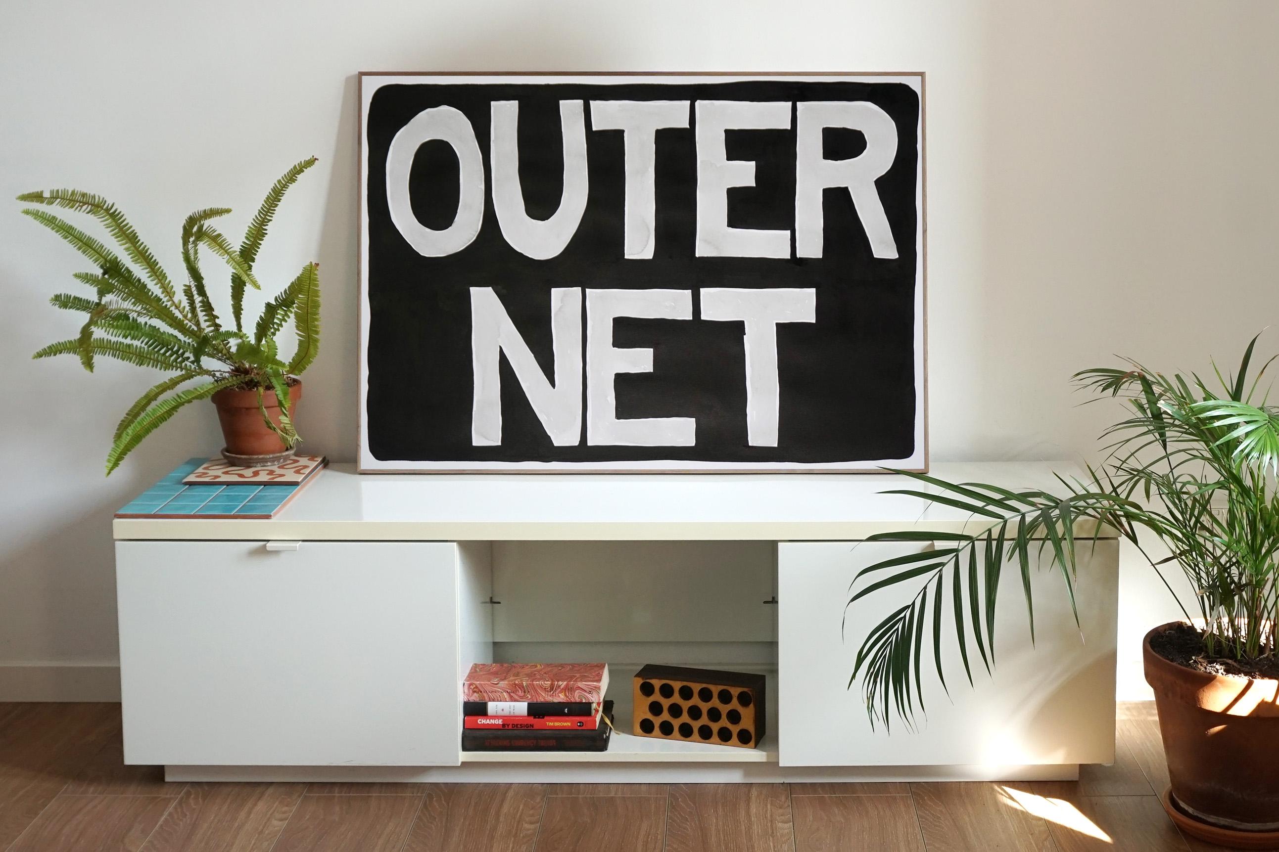 OuterNet, Internet Era Urban Style Painting, Hand Painted Chinese Black Ink  - Pop Art Art by Ryan Rivadeneyra