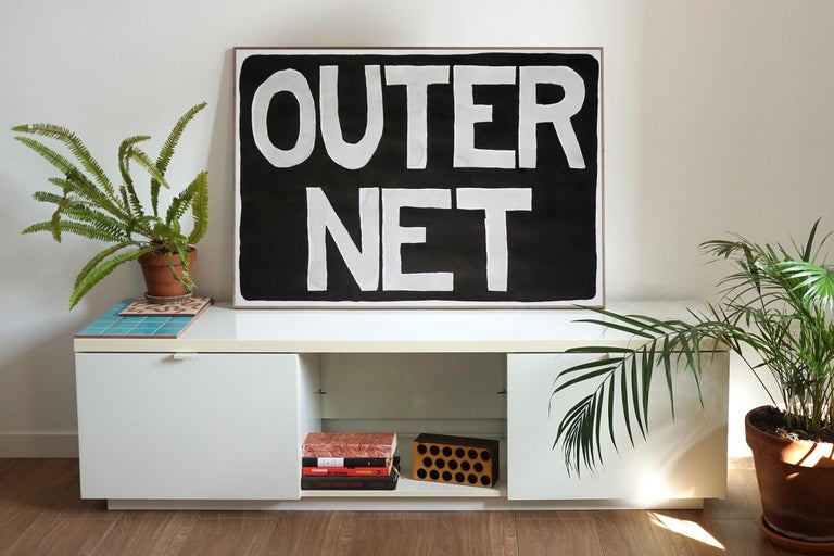 OuterNet, Internet Era Urban Style Painting, Hand Painted Chinese Black Ink  For Sale 1
