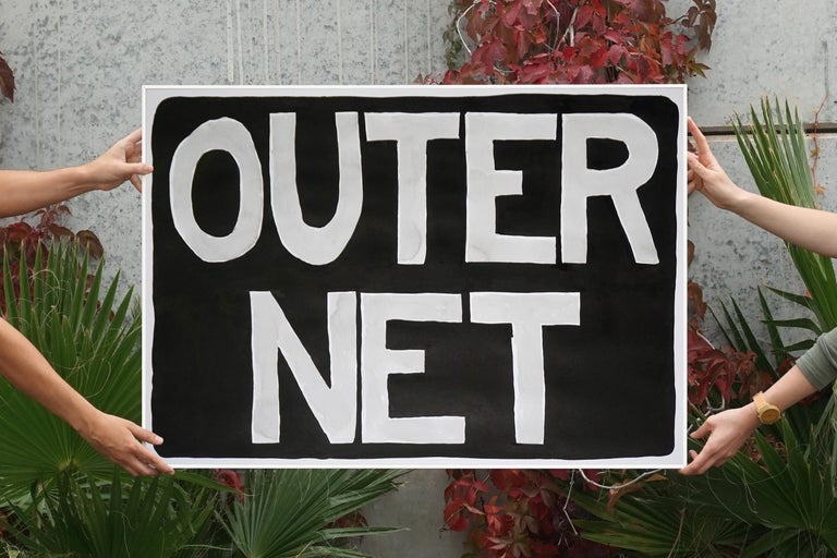 OuterNet, Internet Era Urban Style Painting, Hand Painted Chinese Black Ink  For Sale 2