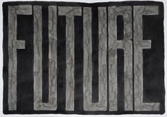 Futuro, Tipo Negro y Gris Tinta China Oscura sobre Papel Acuarela, Word Art  2021