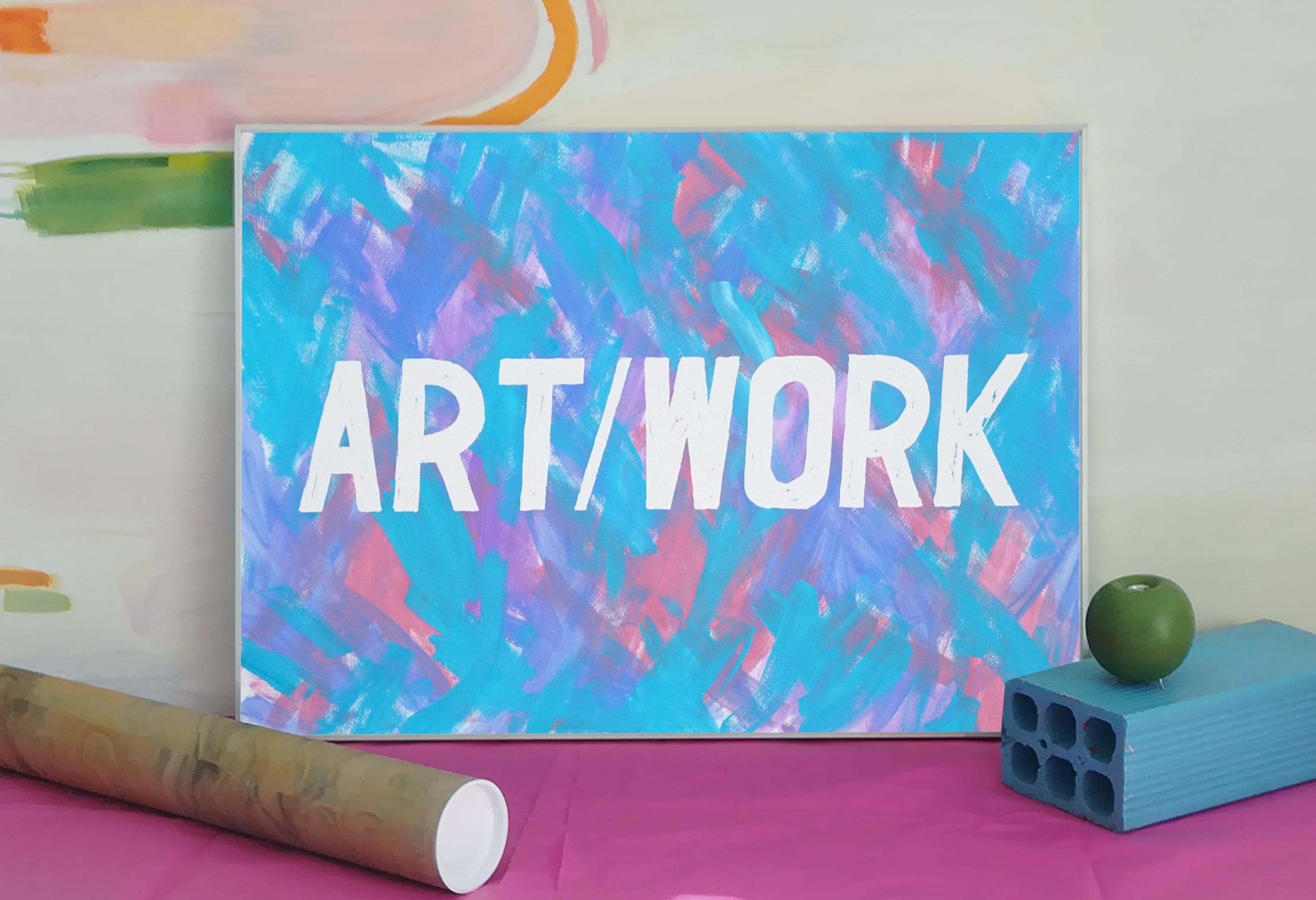 Kunst - Arbeit, Wort Kunst Kalligraphie Malerei, Acryl Vivid Blau, Kühle Töne (Zeitgenössisch), Painting, von Ryan Rivadeneyra