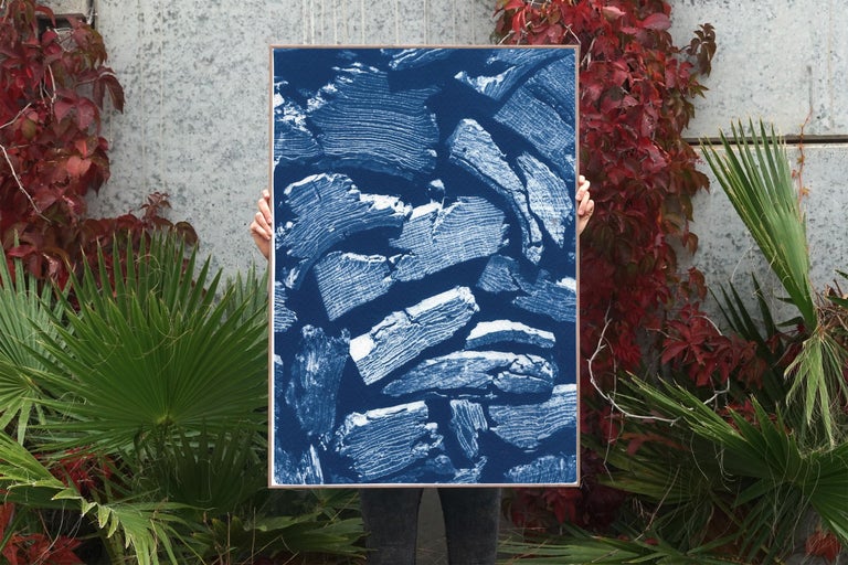 This is an exclusive handprinted limited edition cyanotype of a beautiful wood pile. 

Details:
+ Title: Knife Wood Texture
+ Year: 2021
+ Edition Size: 100
+ Stamped and Certificate of Authenticity provided
+ Measurements : 70x100 cm (28x 40 in.),