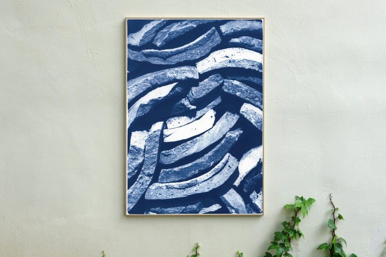 This is an exclusive handprinted limited edition cyanotype of stacked curved tiles in blue tones. 

Details:
+ Title: Stacked Curved Tiles
+ Year: 2021
+ Edition Size: 100
+ Stamped and Certificate of Authenticity provided
+ Measurements : 70x100 cm