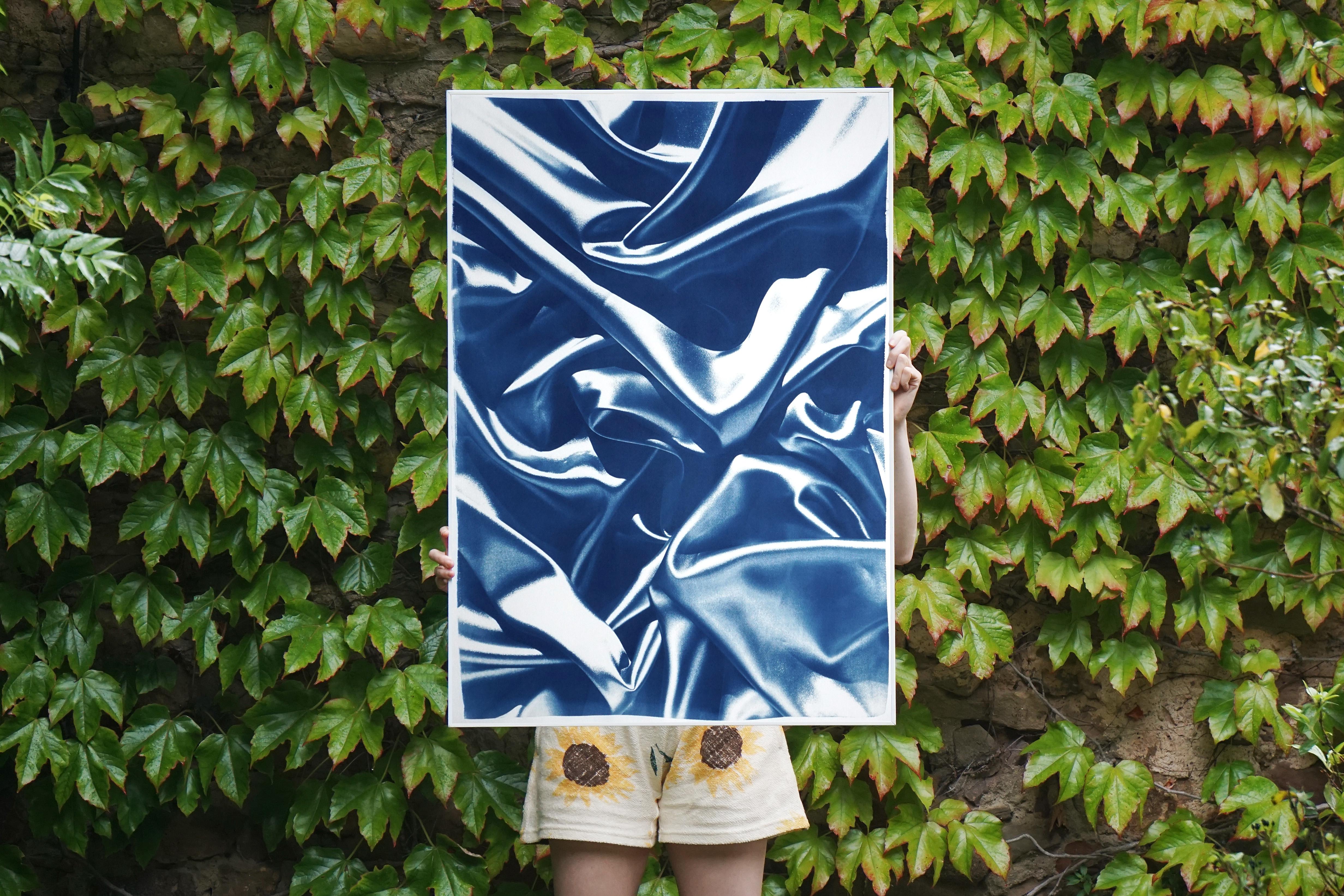 Sculptured Marble in Classic Blue, Extra Large Cyanotype Print, Abstract Silk  - Contemporary Art by Kind of Cyan