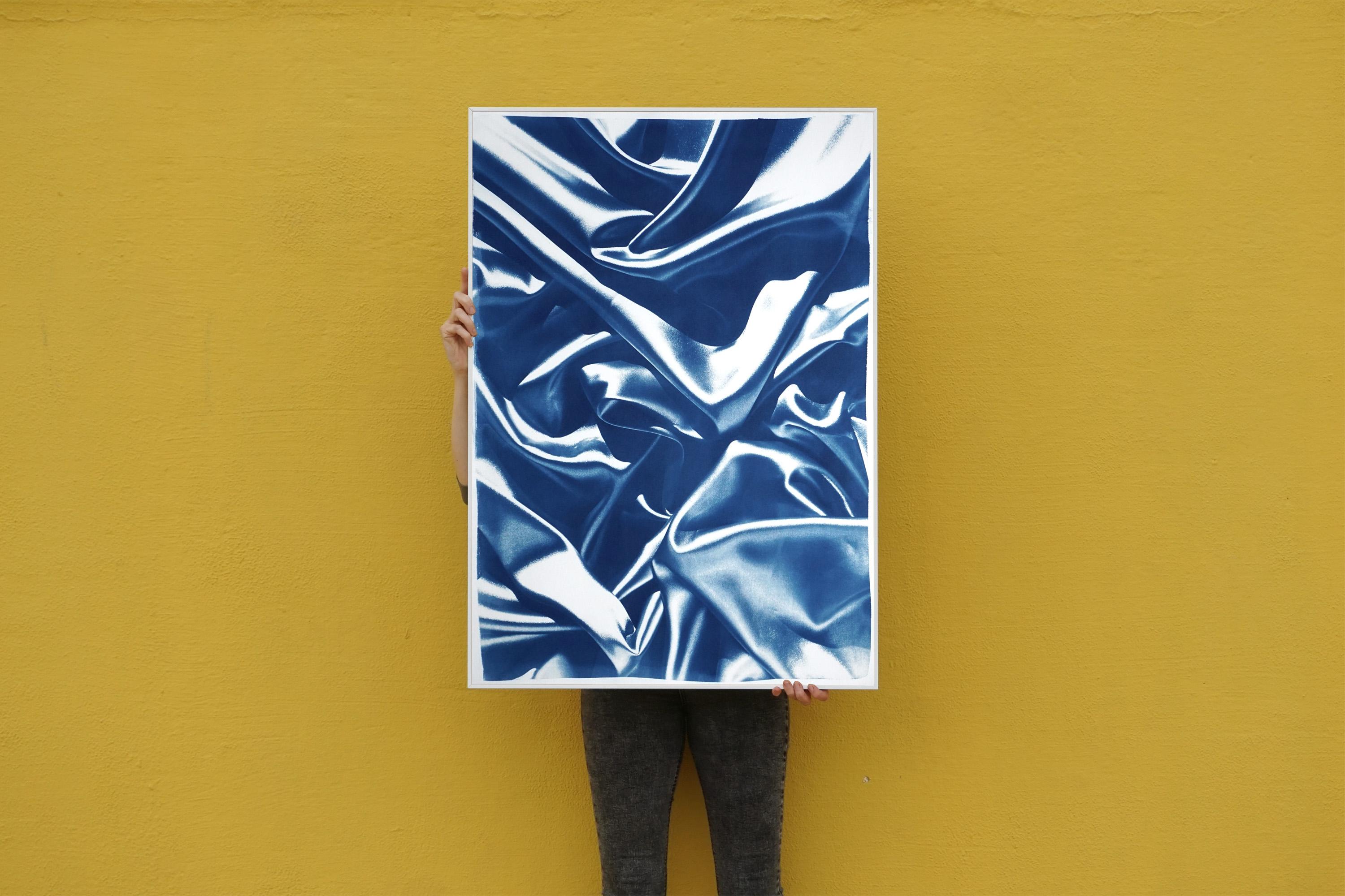 Sculptured Marble in Classic Blue, Extra Large Cyanotype Print, Abstract Silk 1