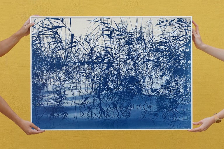 Mystic Louisiana Marsh Landscape in Blue Tones, Limited Edition Cyanotype Print  For Sale 1