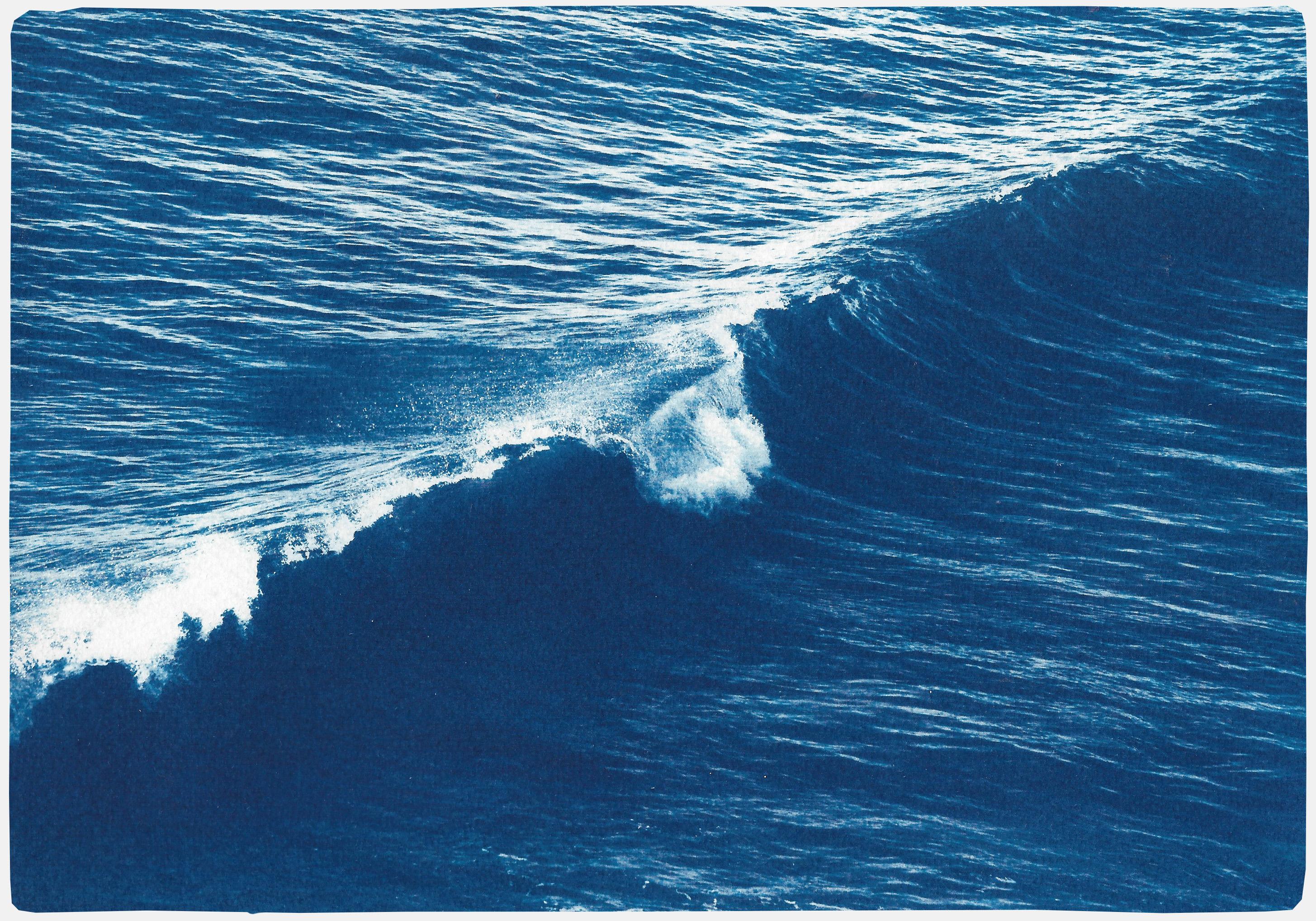 Kind of Cyan Landscape Art - Venice Beach Seascape, Long Wave, Nautical Scene in Blue Tones, Limited Edition