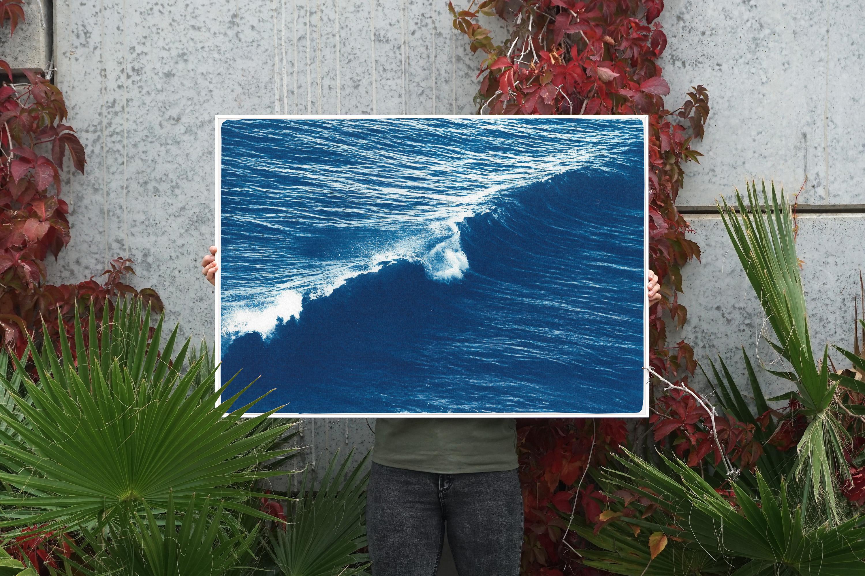 Venice Beach Seascape, Long Wave, Nautical Scene in Blue Tones, Limited Edition - Realist Art by Kind of Cyan