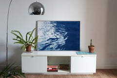 Nocturnal Seascape, Black Sea, Nautical Cyanotype Print on Paper, Deep Navy Blue