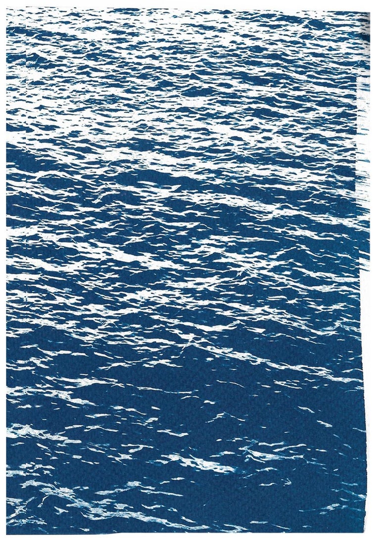 Bright Seascape in Capri, Navy Cyanotype Triptych 100x210 cm, Edition of 20 For Sale 2