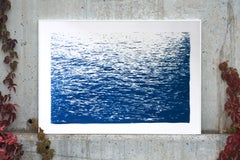 Calming Sea Ripples in Blue, Hand Painted Nautical Blueprint, Mediterranean Sea