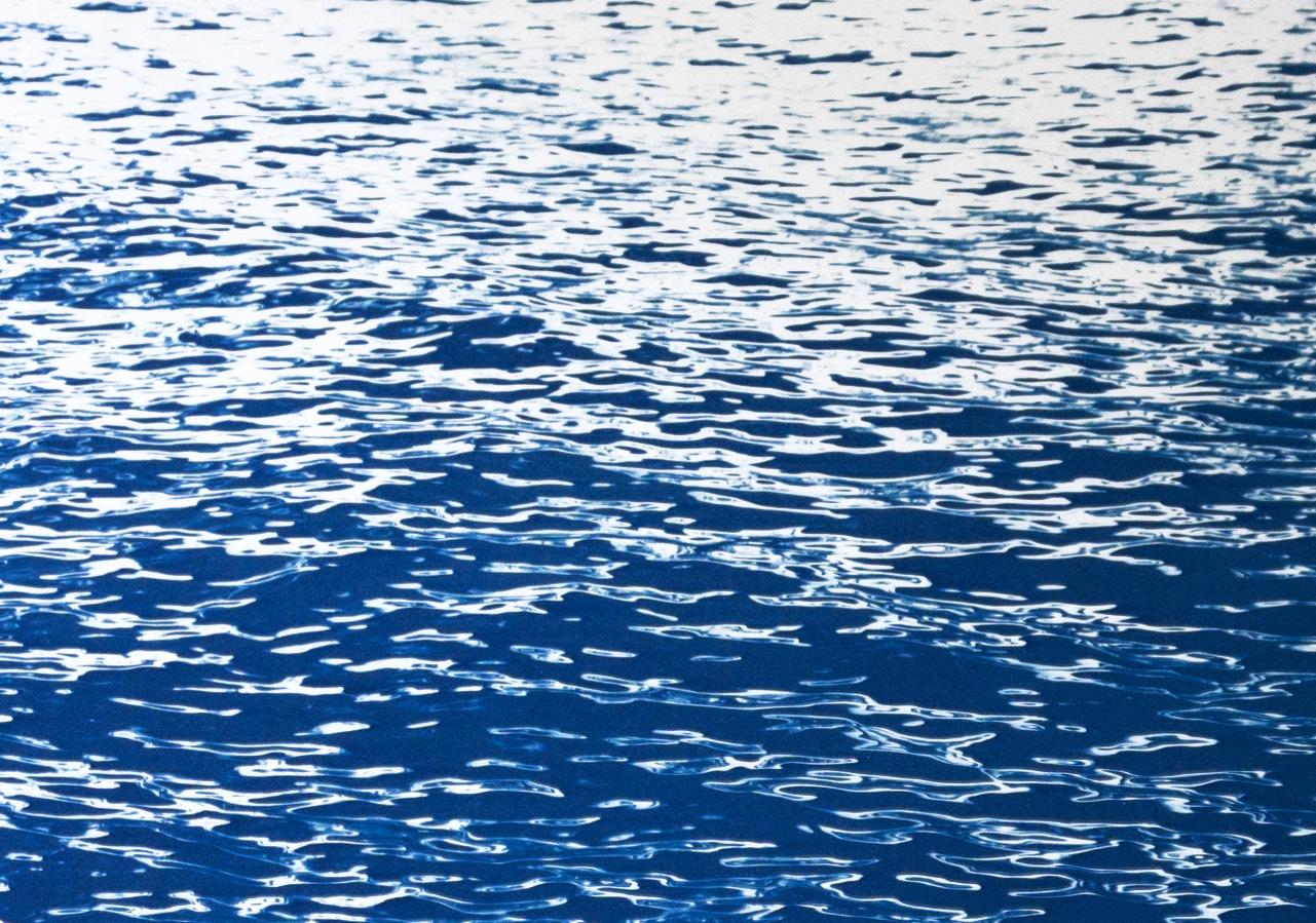 Calming Sea Ripples in Blue, Hand Painted Nautical Blueprint, Mediterranean Sea For Sale 4