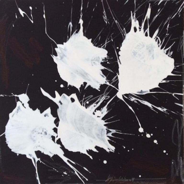 Harry Bertschmann Abstract Painting - White on Black 2, 2008