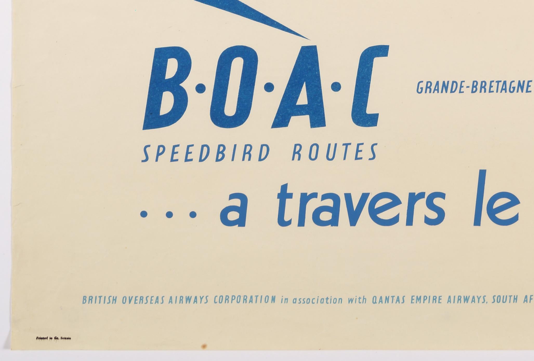 BOAC Speedbird Routes Across the World – Original Vintage British Airline Poster - Print by Harold Foster