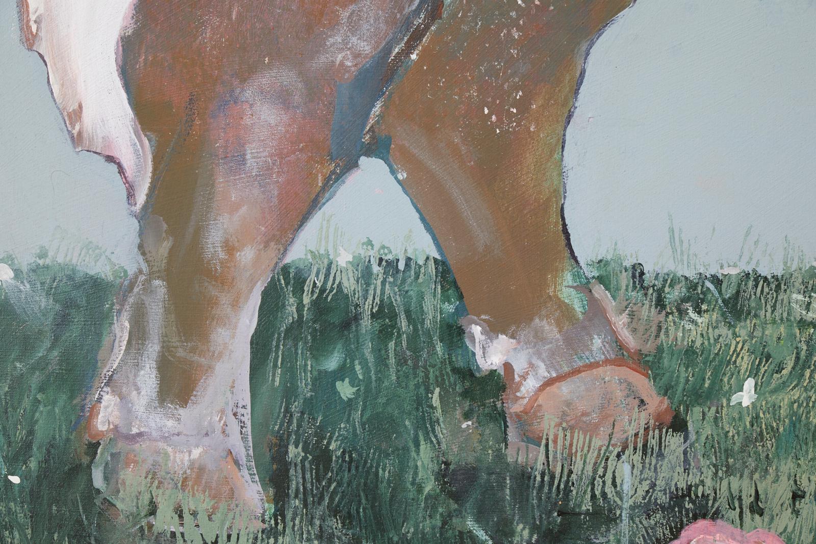 French Cow with Chickens Oil Painting 8