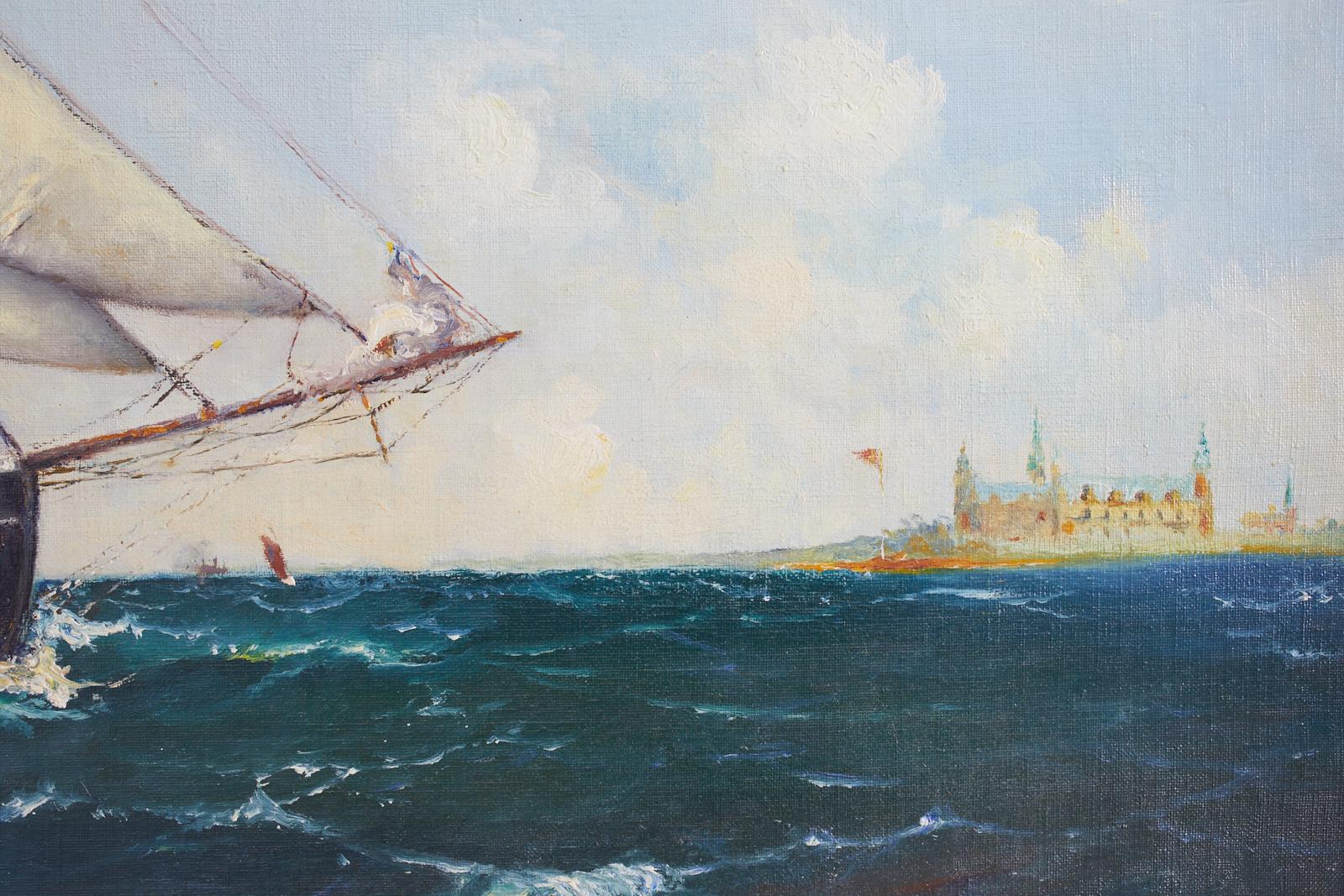 Dänisches Gemälde eines Segelschiffes:: signiert 6