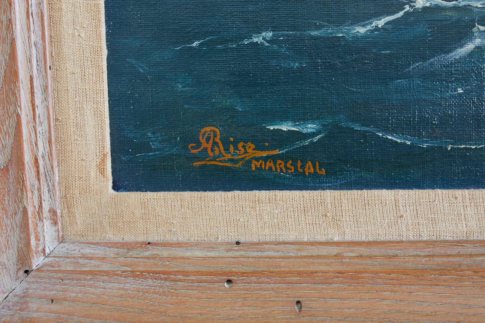 Dänisches Gemälde eines Segelschiffes:: signiert 1