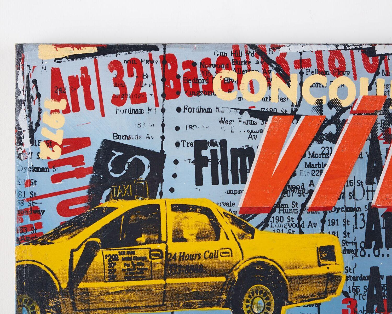 Fantastico quadro pop di grandi dimensioni di Jackie Stanton (americano, nato nel 1977) Viva Le Rock, caratterizzato da un'iconica tela dipinta e serigrafata. Stanton utilizza tecniche moderne nello stile di Warhol e Rauschenberg. Da una grande