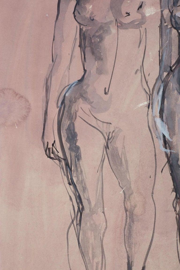 Midcentury Figural Nude Watercolor  3