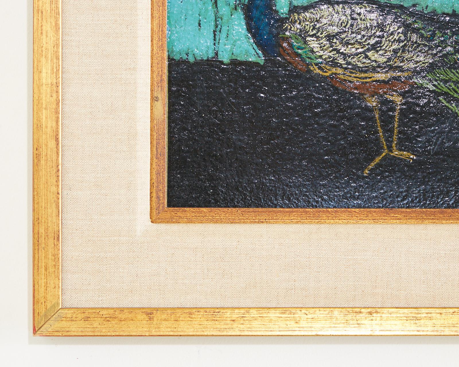 Study of a Peacock Oil on Board 4