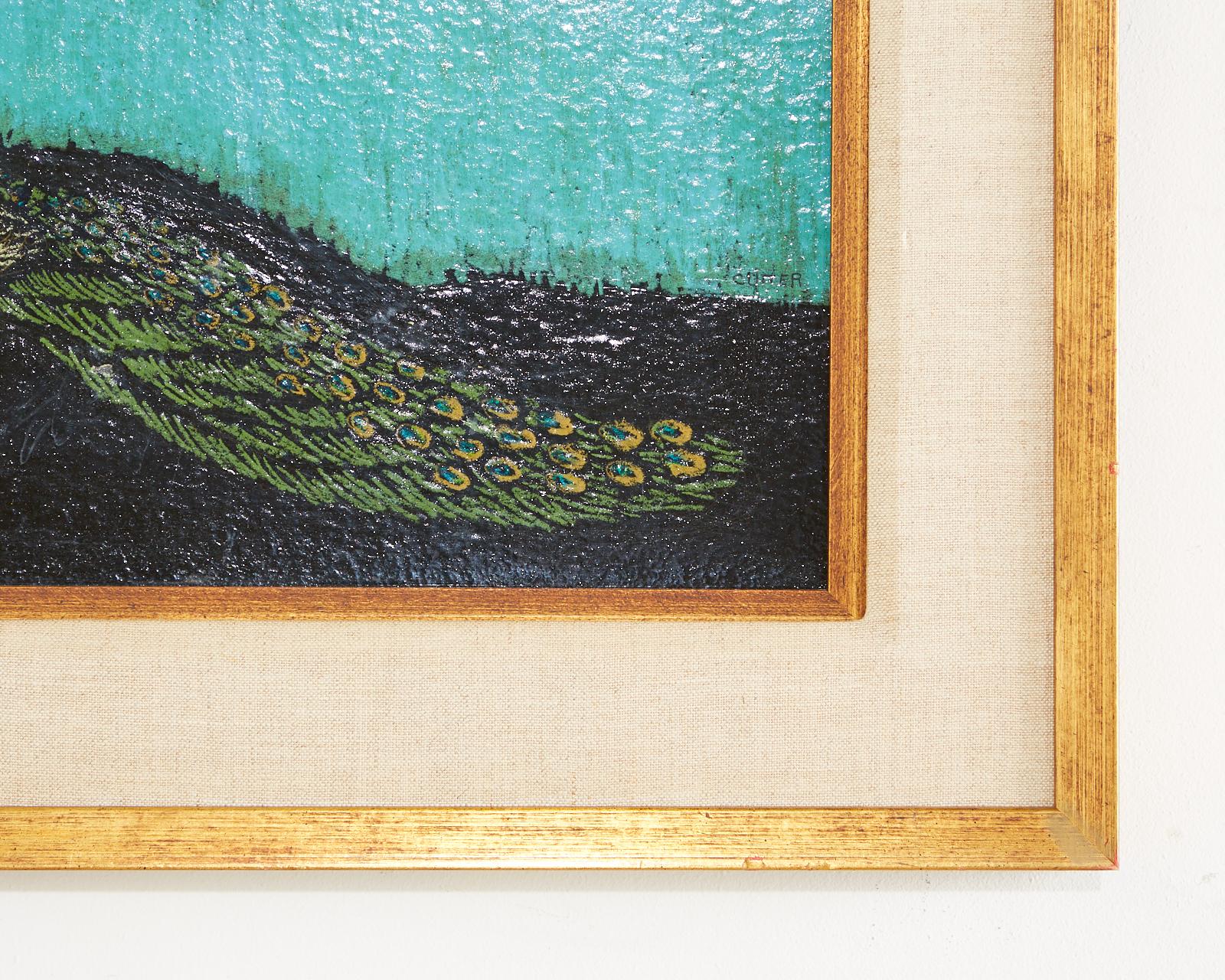 Study of a Peacock Oil on Board 5